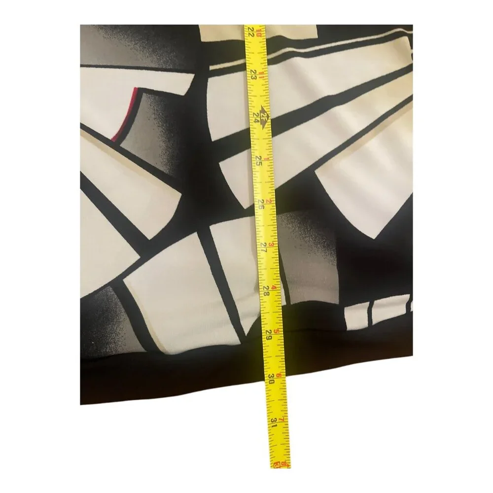 WHITE HOUSE BLACK MARKET Geo Abstract Beige Black Sexy Jersey Dress Size XS Y2K - Picture 4 of 8